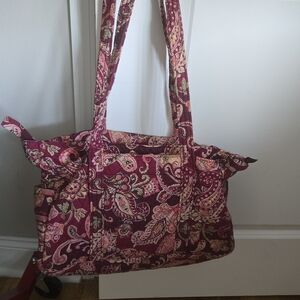 Vera Bradley Paisley Tote in Burgundy and Cream